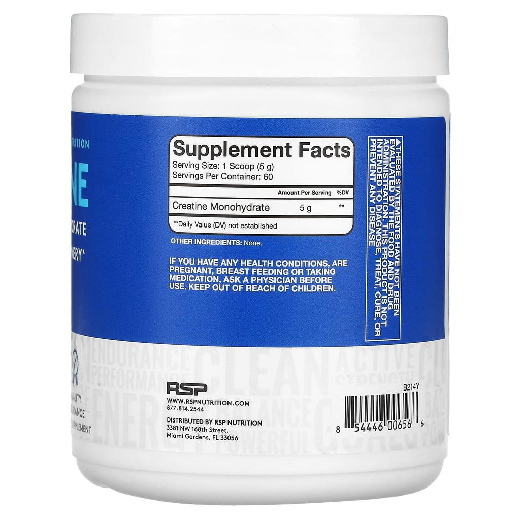 RSP Nutrition Creatine Monohydrate Powder, 5 G, 10.6 Oz (300 G)