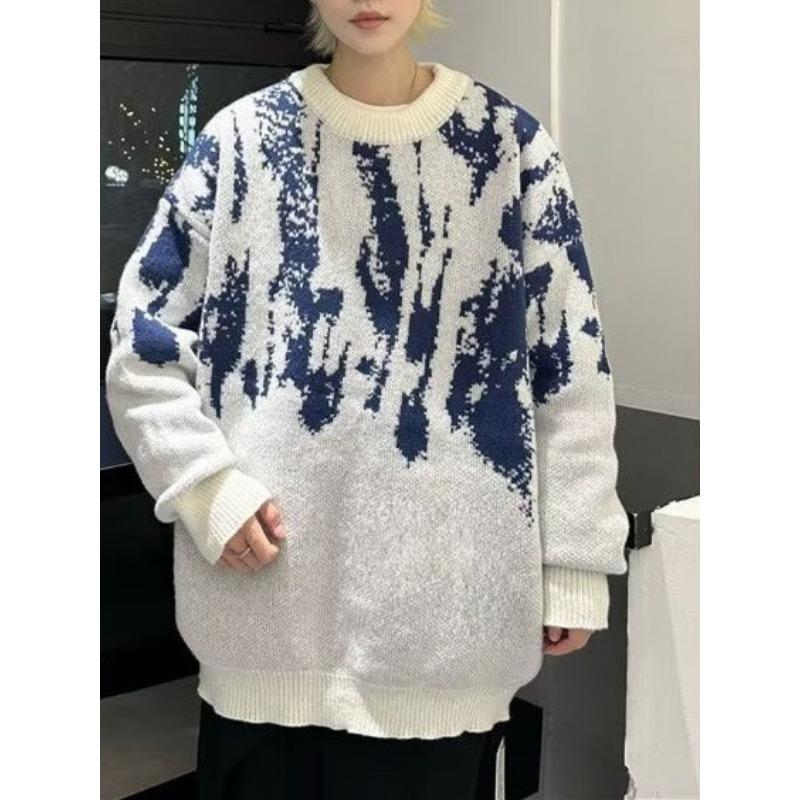 Корейский ленивый стиль тай-дай свитер для мужчин на осень и зиму новый модный брендовый дизайн свободные повседневные топы для мужчин