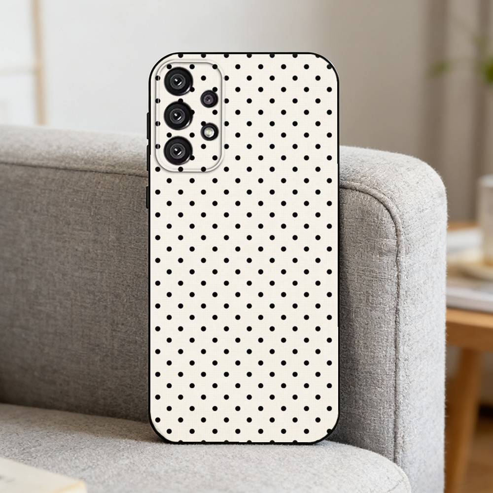 V-Винтажный Стиль Ins В Горошек Чехол Для Телефона Для Samsung S25,S24,S21,S22,S23,S30,Ultra,S20,Plus,Fe,Note,10,9,5G Черный Чехол