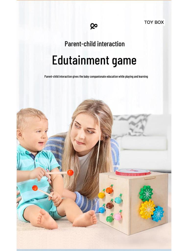 Деревянная многофункциональная музыкальная шкатулка: Развивающая игрушка для раннего детства (0-3 года) с перкуссионным барабаном