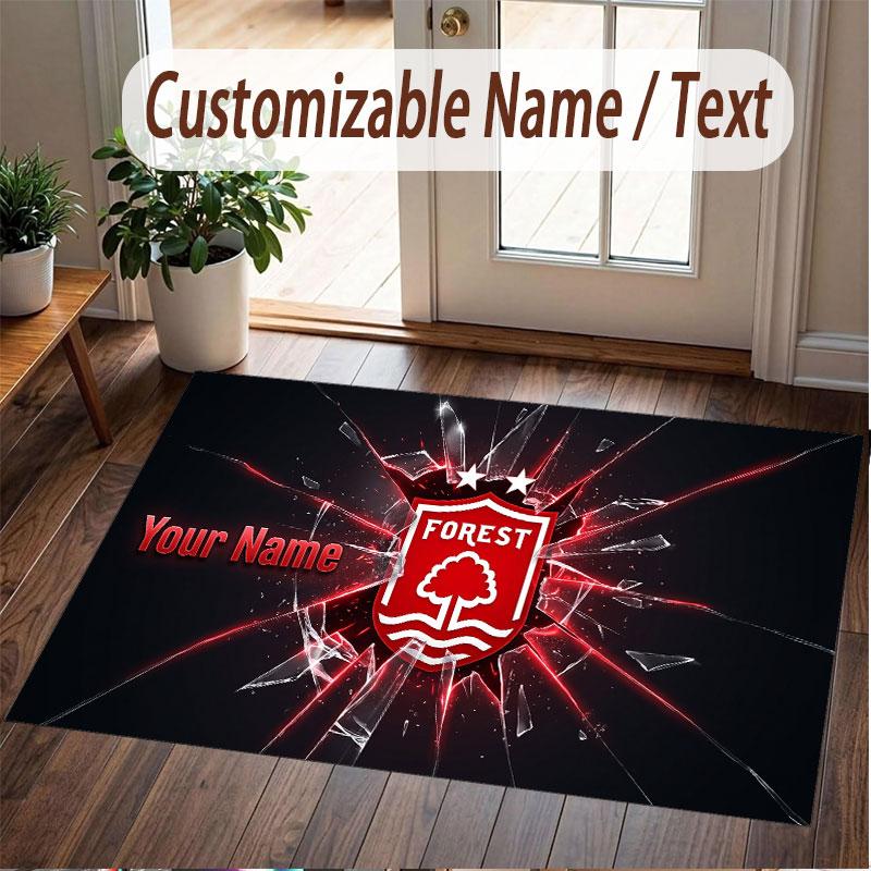 Custom Rug Nottingham Forest Pattern Print Name Text Soft Non‑Slip Floor Carpet for Home Indoor Decoration