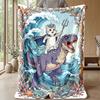 Kitty King on Dino Theme blanket Lightweight Warm Flannel Blanket Decorative Throw Blanket for Home Decoration