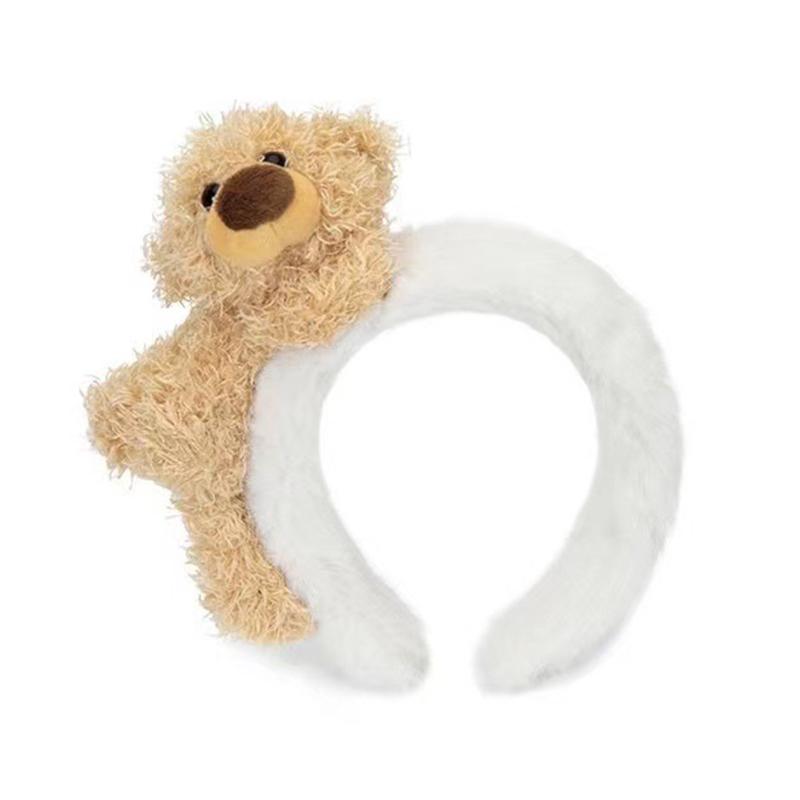 Милый плюшевый ободок для волос с изображением кролика и медведя для девочек, женский мультяшный широкий плюшевый ободок для волос, милая повязка на голову для мытья лица, повседневные аксессуары для волос
