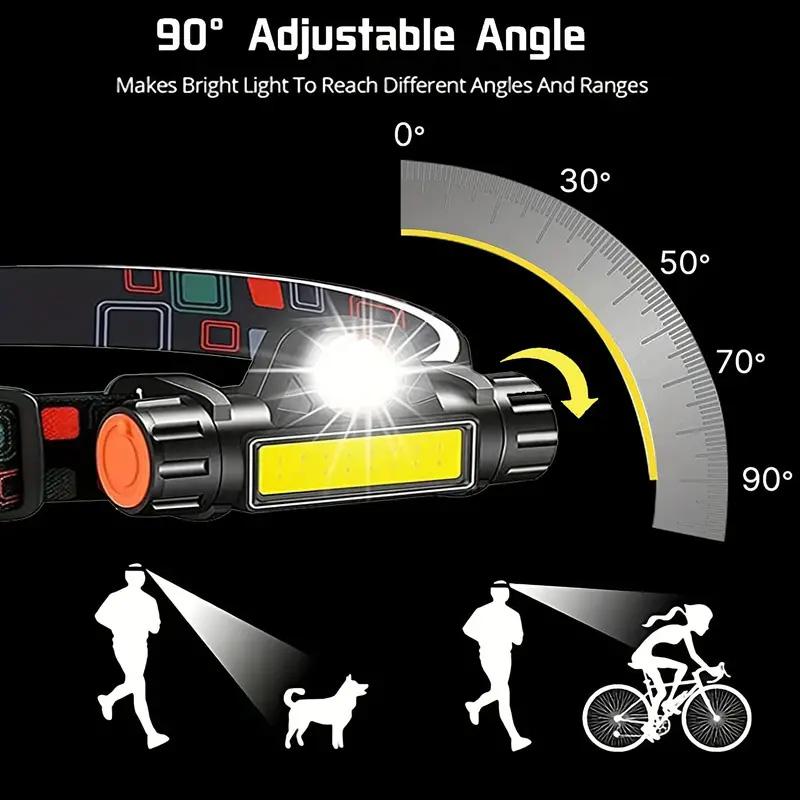 Перезаряжаемый светодиодный налобный фонарь USB XPE+COB Налобный фонарь для ночной рыбалки Налобный магнитный фонарик для наружного кемпингового освещения