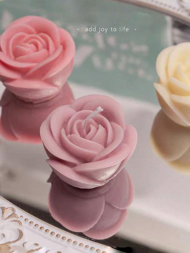 1PC New 3D Flower Silicone Candle Molds Handmade Rose Flower Soap Plaster Chocolate Baking Mold for Valentine's Day Decoration G