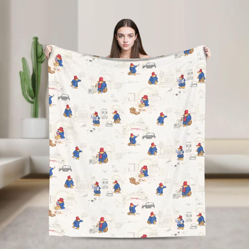 Blankets Britain Paddington Brown Bear Throw Blanket Flannel Bedspread For Couch Chair Sofa Bed Fluffy Sofa Bed Cover
