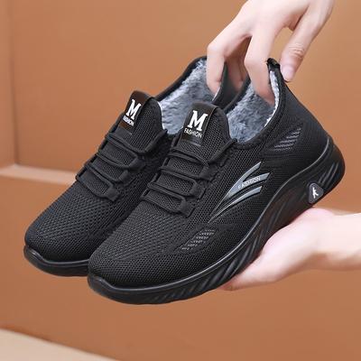 Зимние хлопковые туфли для пожилых женщин в старом Пекине, бархатные утолщенные туфли для мам среднего возраста, нескользящие теплые женские хлопковые туфли, хлопковые ботинки для отца