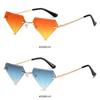 Prom Rave Party Triangle Sunglasses for Women Retro Shades Rimless Sun Glasses Diamond Shaped