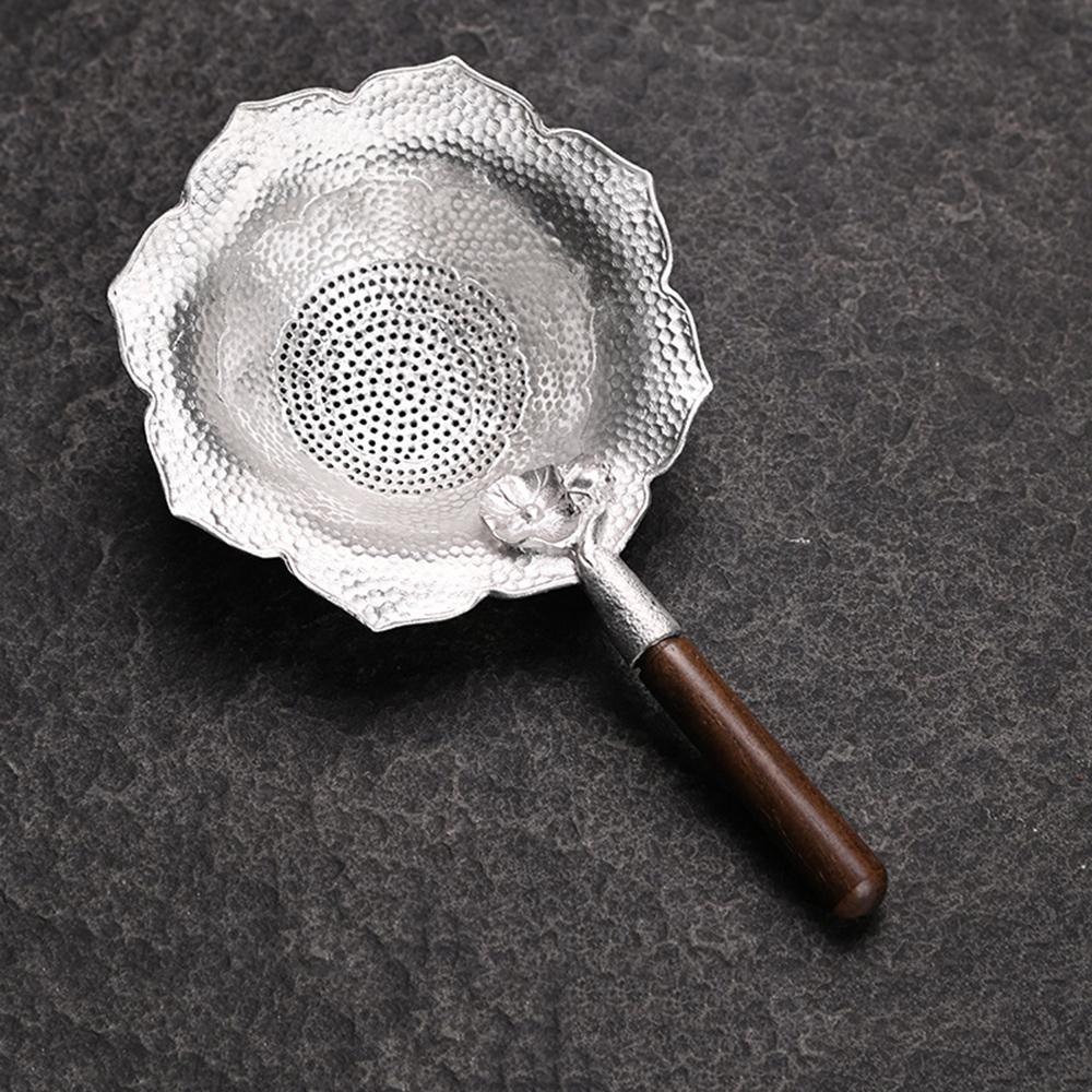 Creative Tea Drain Pure Tin Tea Set Gourd Filter Japanese Handmade Hammered Leaf Filter Kung Fu Tea Ceremony Gift for Friends