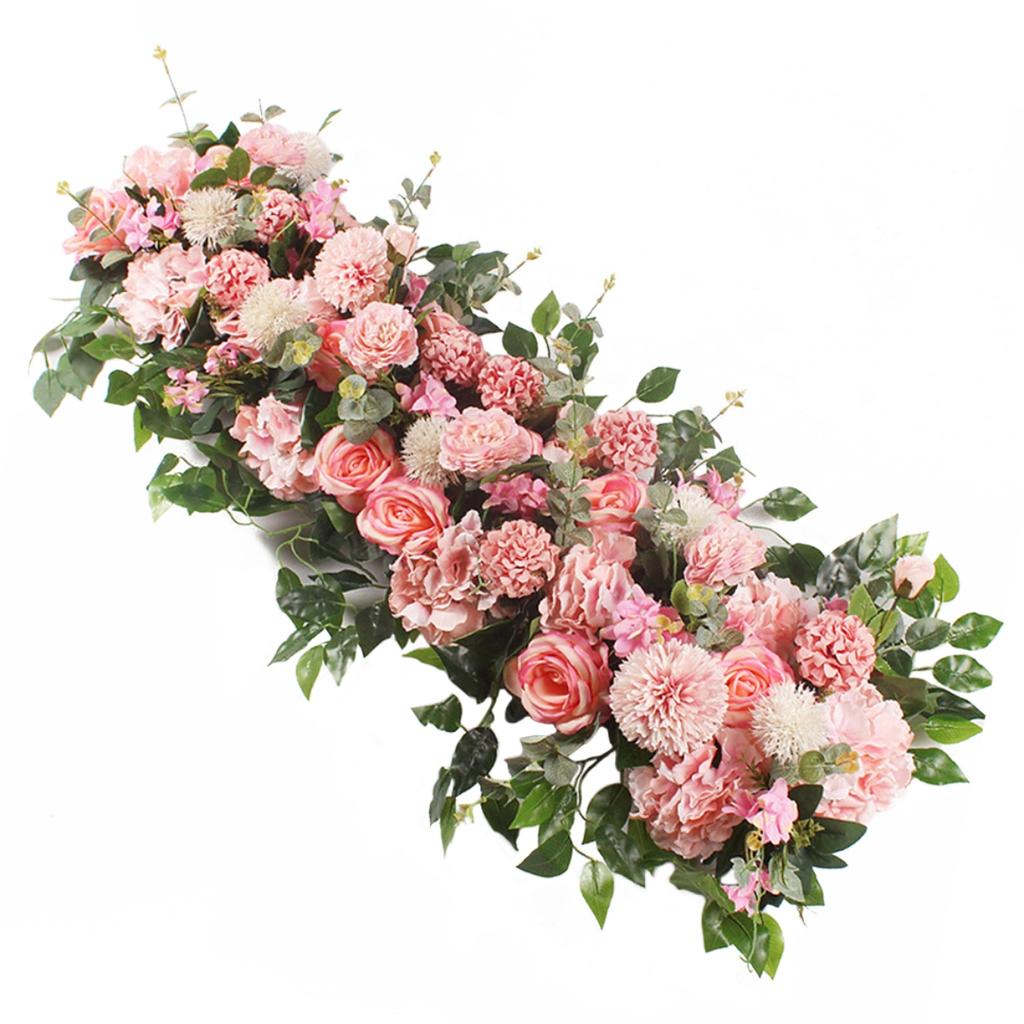 100cm Wedding Arch Flowers, Artificial Flowers Arrangement Swag, Silk Fake Peonies Rose Floral Row for Wedding Backdrop Decor DIY Party Ceremony