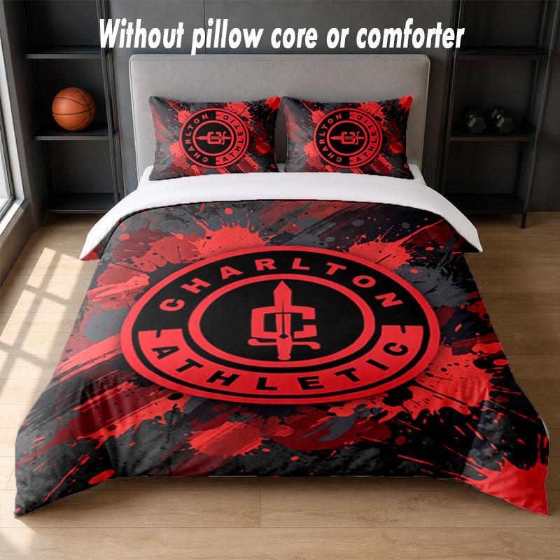 Charlton Athletic FC Design Bed Bedding Set 1 Duvet Cover + 2 Pillowcases Soft Breathable Household Bed Linens