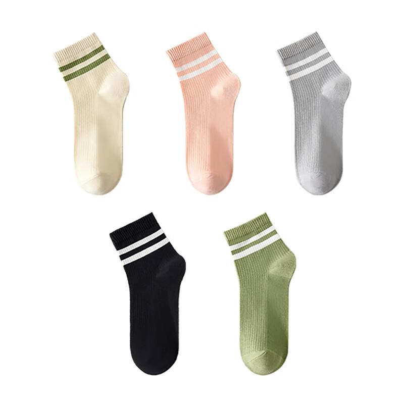 [100% Pure Cotton Breathable] Women's Casual Socks, Short Tube Elastic Comfortable Autumn And Winter Socks, Non-Stuffy Feet, 5 Pairs Pack