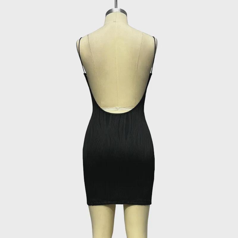 Женское летнее платье на подтяжках в европейском и американском стиле 2023 года — сексуальная узкая короткая юбка с рюкзачным дизайном на бедрах