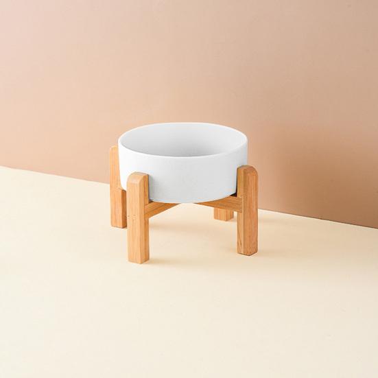 1800ml Elevated Ceramic Cat Bowl Raised Pet Food Bowl with Wooden Stand Anti Vomiting Dog Water Food Dish for Cats Small And Medium Dogs