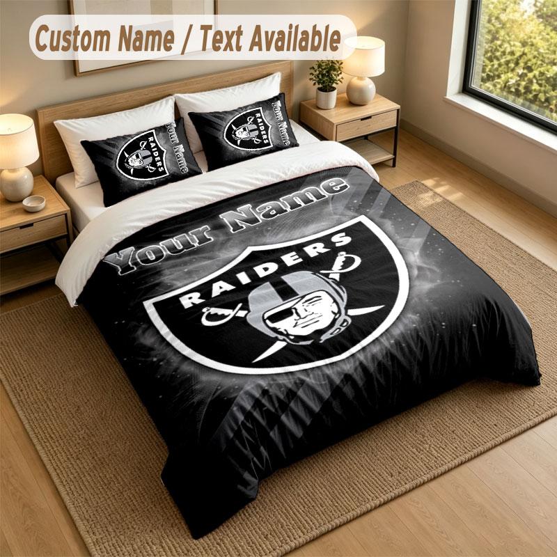 Bedding Set 1 Duvet Cover 2 Pillowcases Las Vegas Raiders Print Soft Bed Linen Bedroom Decor