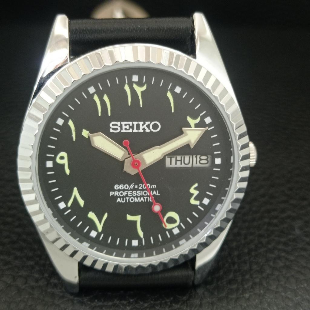 ОТРЕМОНТИРОВАННЫЕ МУЖСКИЕ ВИНТАЖНЫЕ ЯПОНСКИЕ АВТОМАТИЧЕСКИЕ ЧАСЫ SEIKO 6309A ЧЕРНЫЙ ЦИФЕРБЛАТ a442557-1
