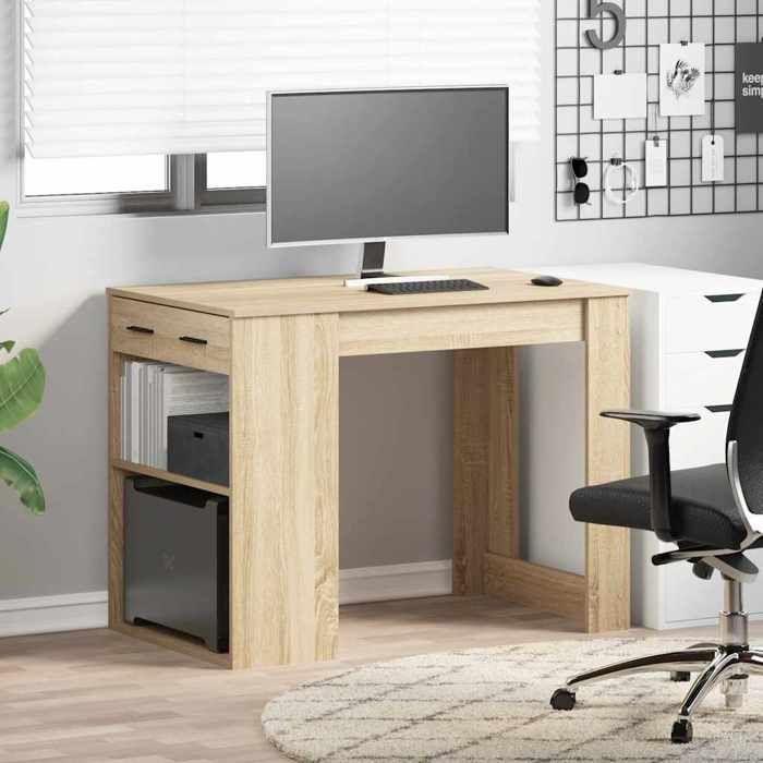 VidaXL Desk with Drawer and Shelf Sonoma Oak Engineered Wood 858688