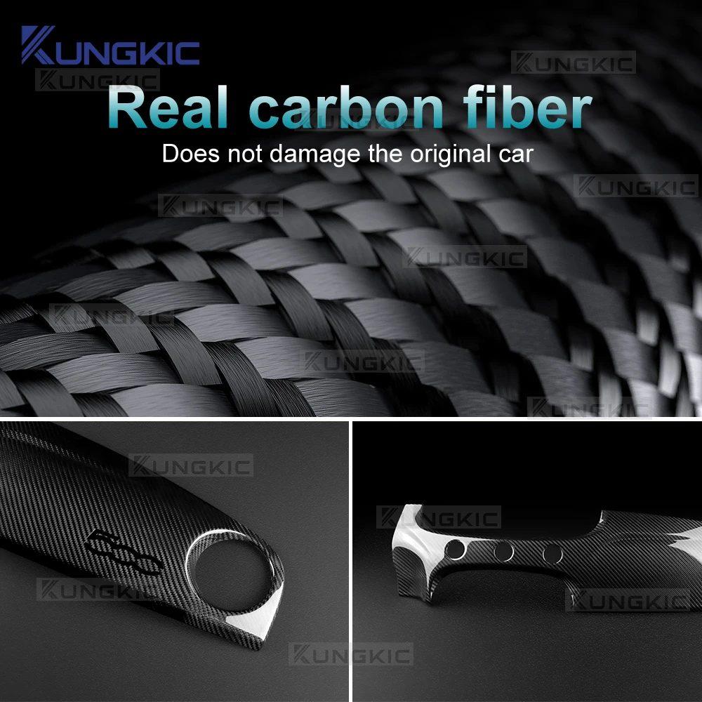 For Abarth 595 695 595C 695C/Fiat 500 500C 2016-2024 Real Dry Hard Carbon Fiber Sticker LHD Car Co-Pilot Dashboard Trim Panel