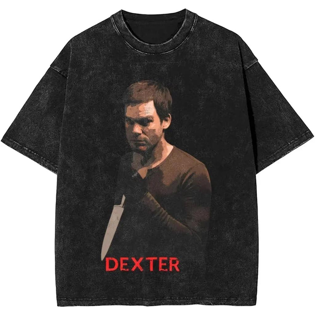Новая футболка Dexter Morgan Edition, средний палец, ретро, модная, винтажная, стираная, летние топы Y2K, хлопок, мужские, женские, футболки с коротким рукавом
