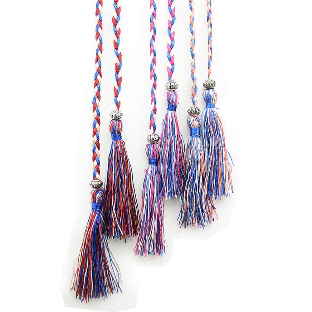 Decorated Thin Dress Bow Waistband Woven Rope Waist Chain Tassles Belts Waist Rope Braided Belts