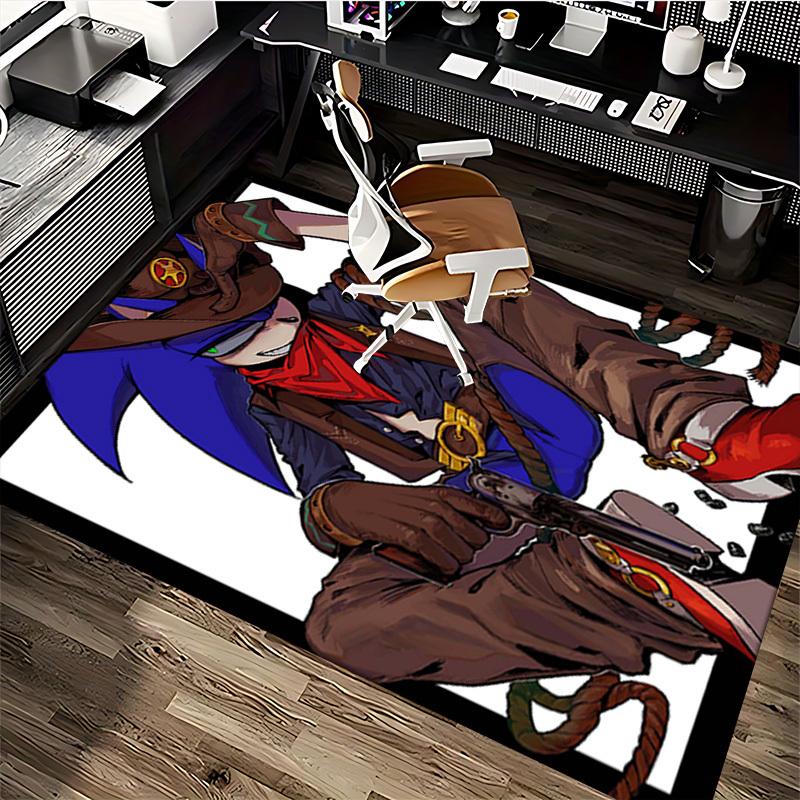 1pc Sonic the Hedgehog Western Cowboy Chair Mat - Anime Cartoon Design, Non-Slip Carpet for Office and Home Decor, Suitable for All Seasons.O091