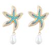 «Модные серьги в виде морской звезды с искусственным жемчугом и бриллиантами из сплава»