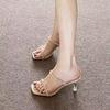 Open-toed with Cool Slippers and Fairy Style 2025 Summer New Rhinestone Sandals Women's Stiletto Crystal High Heels