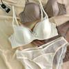 French Thin Cup Lingerie Set Sexy Lace Bras High Quality Women Underwear Wireless Push Up Brassiere Breathable Bras Panties Set