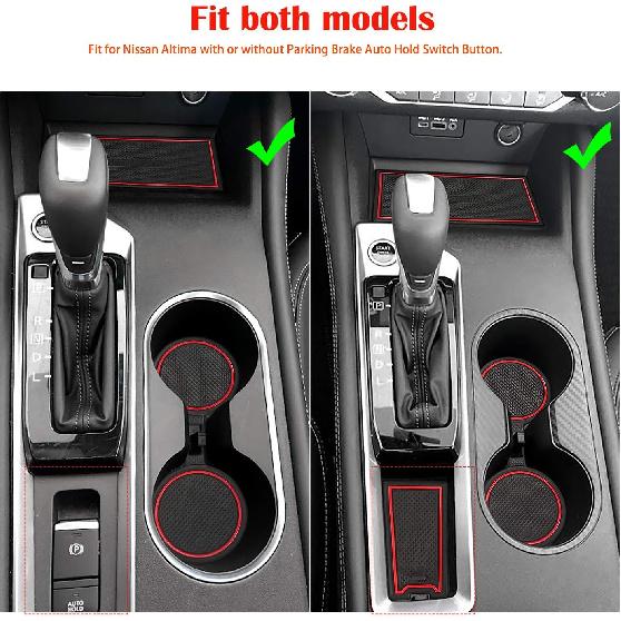 Auovo Anti Dust Mats For Altima Accessories      Interior  Fit Door Pocket Liners Cup Holder Center Console Mats(14Pcs/Set) (Red)