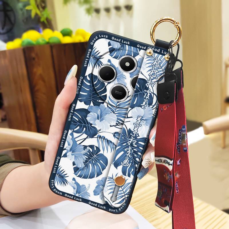 Waterproof Elderly lady Phone Case For Redmi A4 5G For Mom Wrist Strap Silicone Protective Soft case Phone Holder Ring