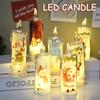 Electronic Candle Christmas Decoration Transparent Built-in Printed LED Simulation Flameless Candle Ambient Lighting Xmas Gift