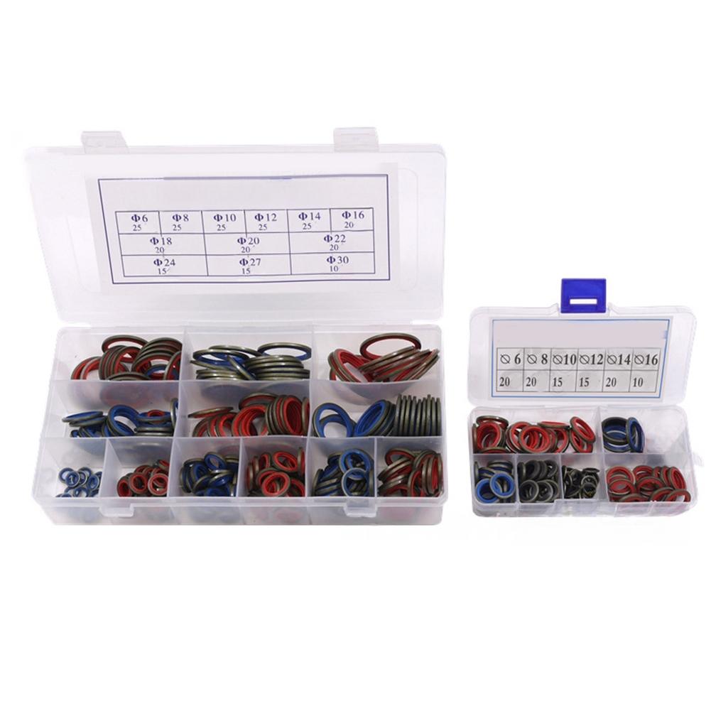 100/ 245pcs Washer Seal Assorted Sealing Gasket Set Silicone Rubber O-Ring Assortment Kits M6 M8 M10 M12-M30