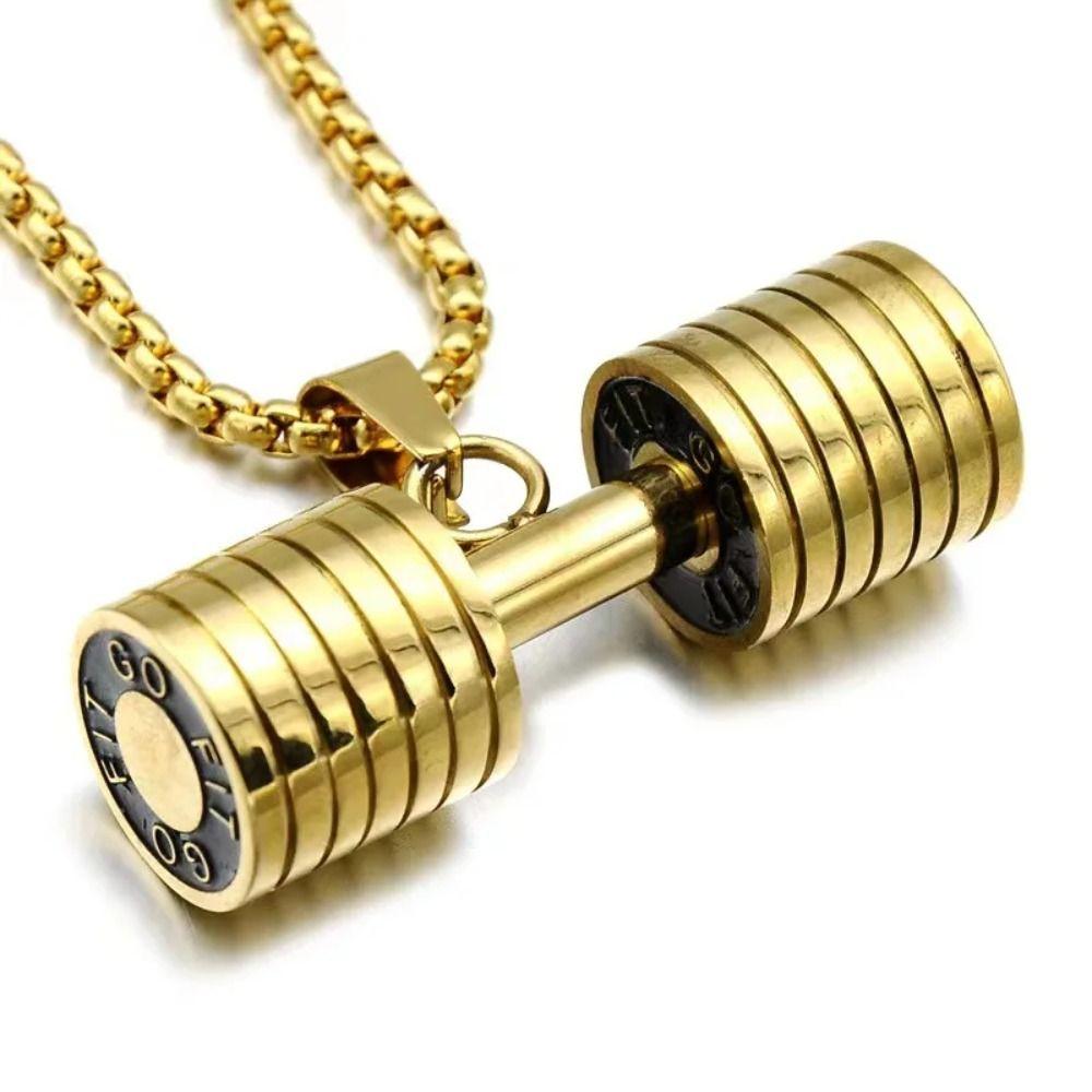 Zinc Zinc Alloy Dumbbell Necklace Strength Training Dumbbell Sports Necklace Bodybuilder