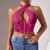 Жилет Cross-Border Mesh Lace-Up Halter Neck Backless с поддержкой Fishbone