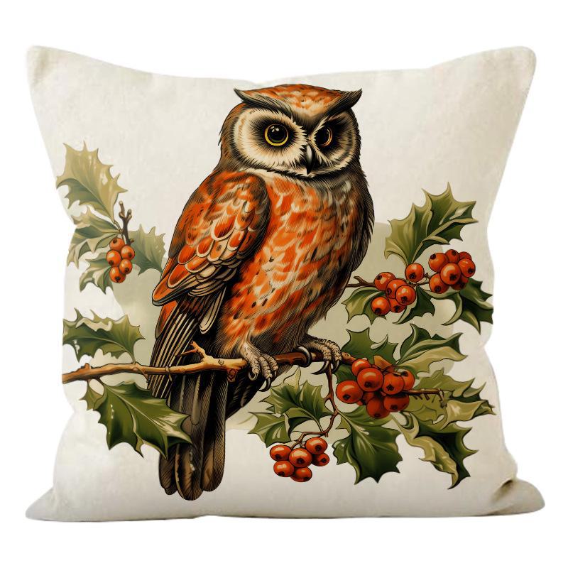 Льняная наволочка со снеговиком для украшения дивана на Рождество