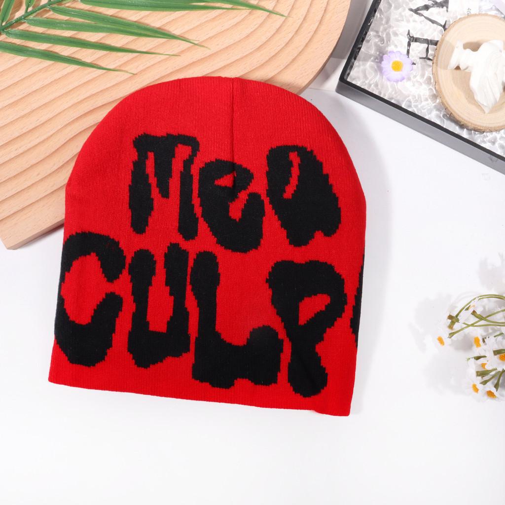 Hip Hop Letter Y2k Beanie Hat With Warm Acrylic Fabric For Streetwear And Fall Outdoor Activities