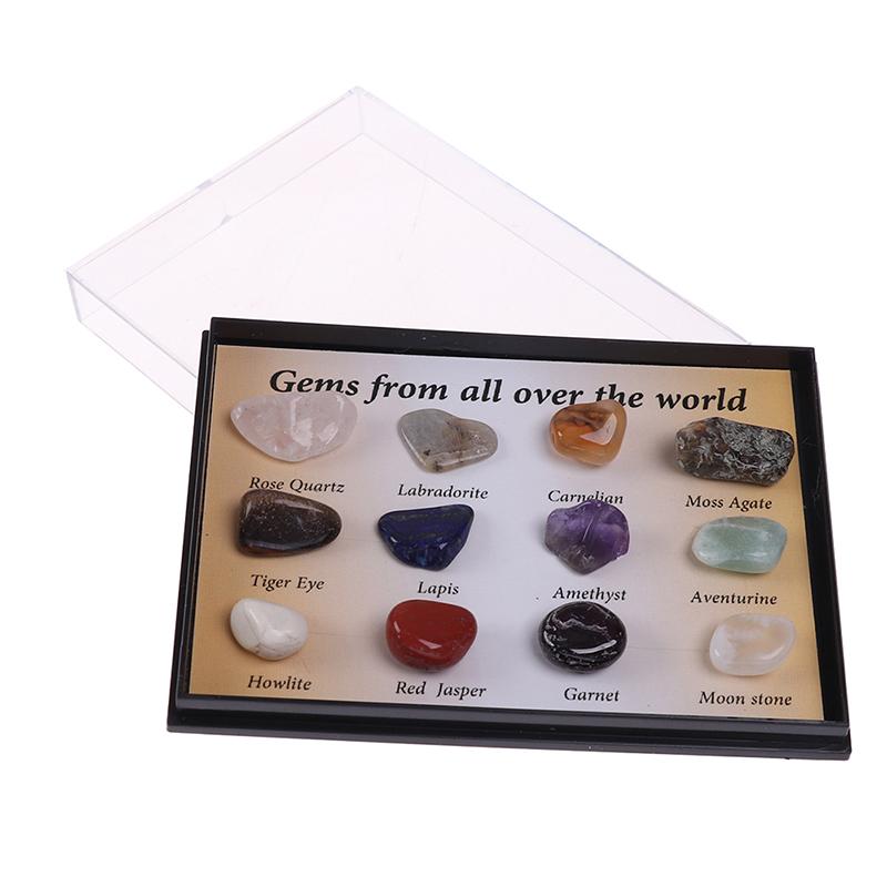 12Pcs/Box Chakra Stones Natural Stone Reiki Healing Gemstones Agate