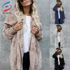 Teddy Bear Coat Jacket Women Fashion Open Stitch Winter Hooded Coat Female Long Sleeve Jacket