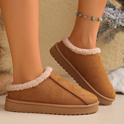 Зима 2025 теплые пушистые женские тапочки мягкая подошва нескользящие толстые плюшевые сабо женские повседневные на платформе домашние комнатные туфли шлепанцы 45