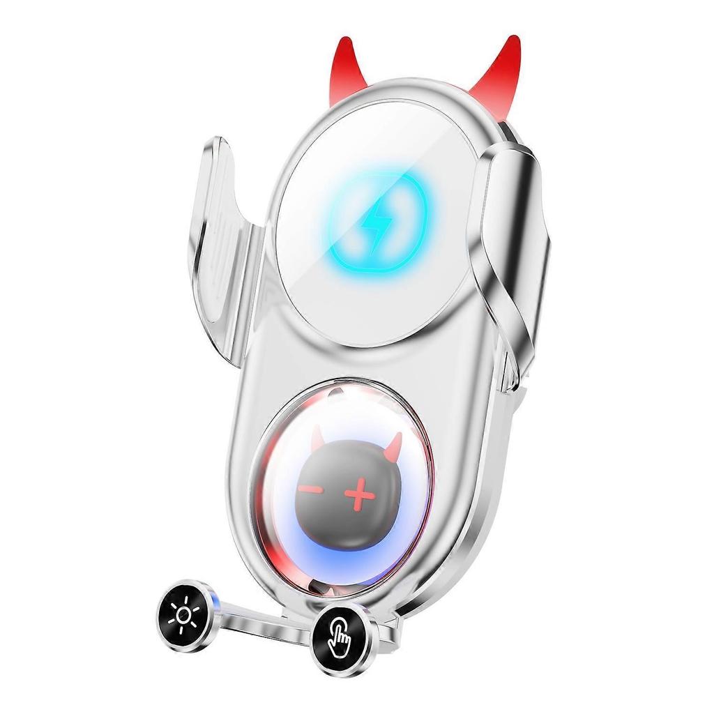 D1 15W Car Wireless Wireless Charger Devil Design Air Vent Mount Phone Holder Stand - White