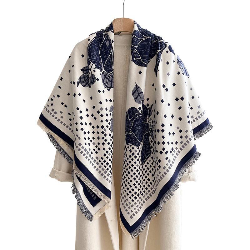 Fashion Printed Imitation Cashmere Warm And Cold Student Dual-Purpose Shawl Age-Reducing Scarf Women