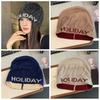 Vintage Letter Beanie Hat Cool Knitted Pullover Hat Fashion Sequin Knitted Hat  Streetwear