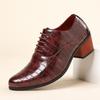 British 2025 Fashion Casual Leather Shoes Fashion Outer Height Increase 5cm Men's Plaid High Heel Thick Heel Wedding Shoes 6cm