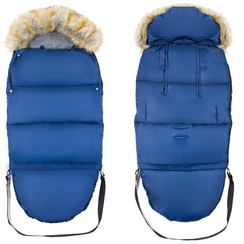 Set of sleeping bag for stroller, seat, sled, winter, navy blue bag + cover