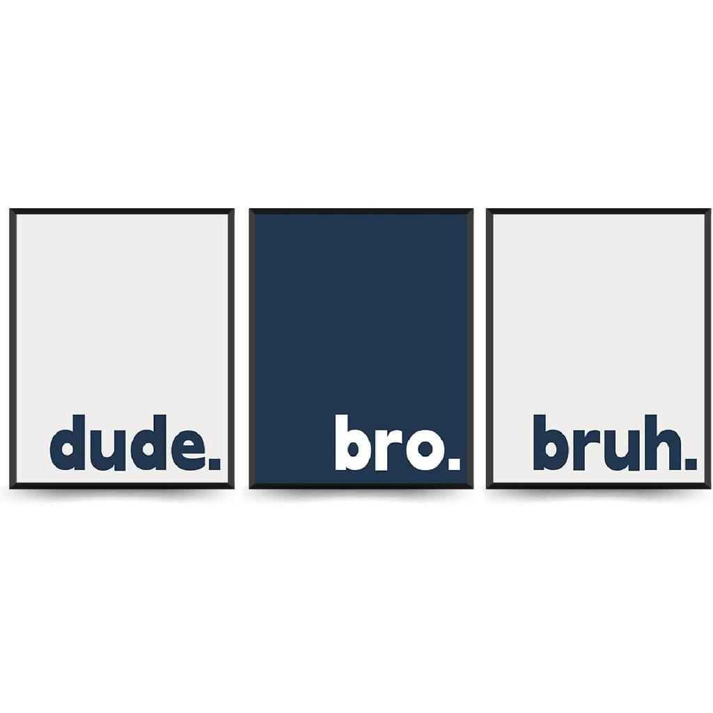 PLKMN Boy Room Decor Set, Minimalistic Typography Posters for Boys Bedroom Dorm Man Cave, Dude Bro Bruh Wall Art Prints 8x10