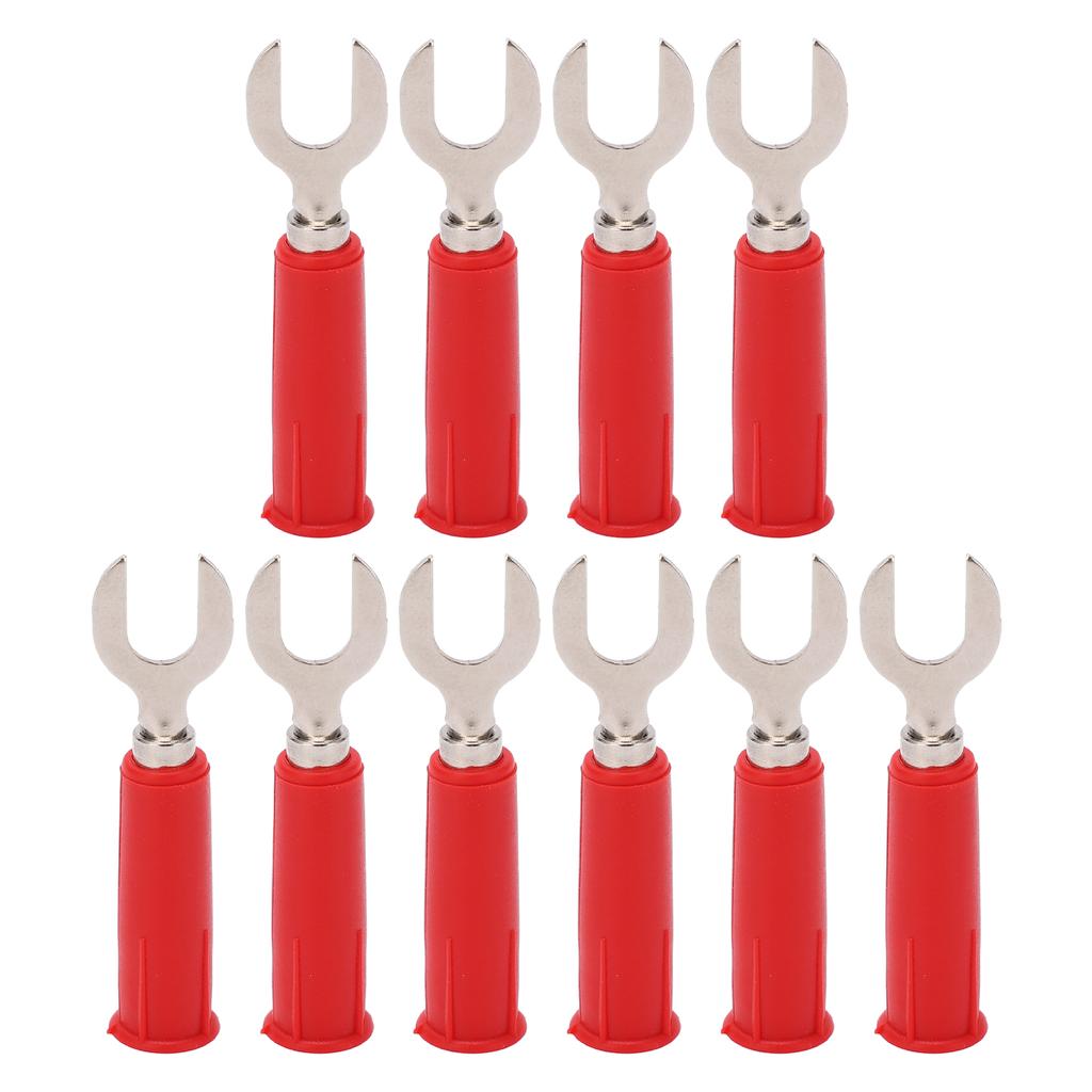 10Pcs J.20019 6mm U Shape Insert Plug High Pressure Resistant Y Type Banana Plug for Electronic Industrial EquipmentRed