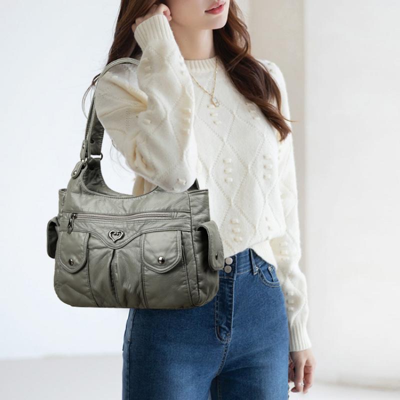 Luxury Bags Women PU Leather Shoulder Bags For Lady Casual Tote Bags Large Capacity Work Vintage Handbags Multifunctional Totes