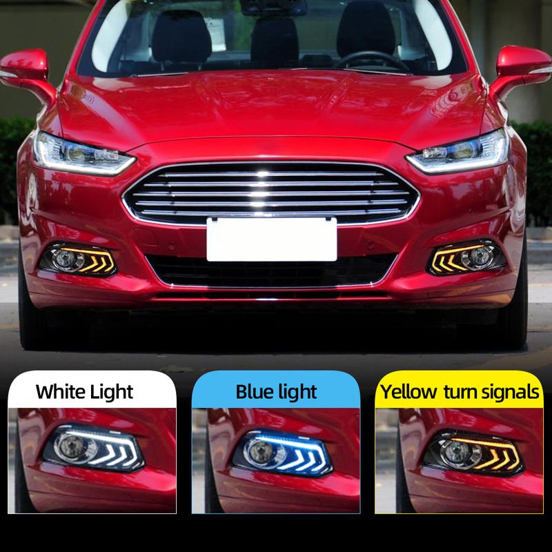 2 шт. Для Ford Mondeo Fusion 2013 2014 2015 2016 Автомобильный ДХО Светодиодный Дневной Ходовой Свет С Поворотным Желтым Сигналом Крышка Противотуманной Фары