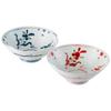 Hasami Ware Multi-purpose Bowls and Plates, 6 Inches (18cm), Pair, Gift Boxed, Hand-painted, Manreki Design, Made In Japan, 20594