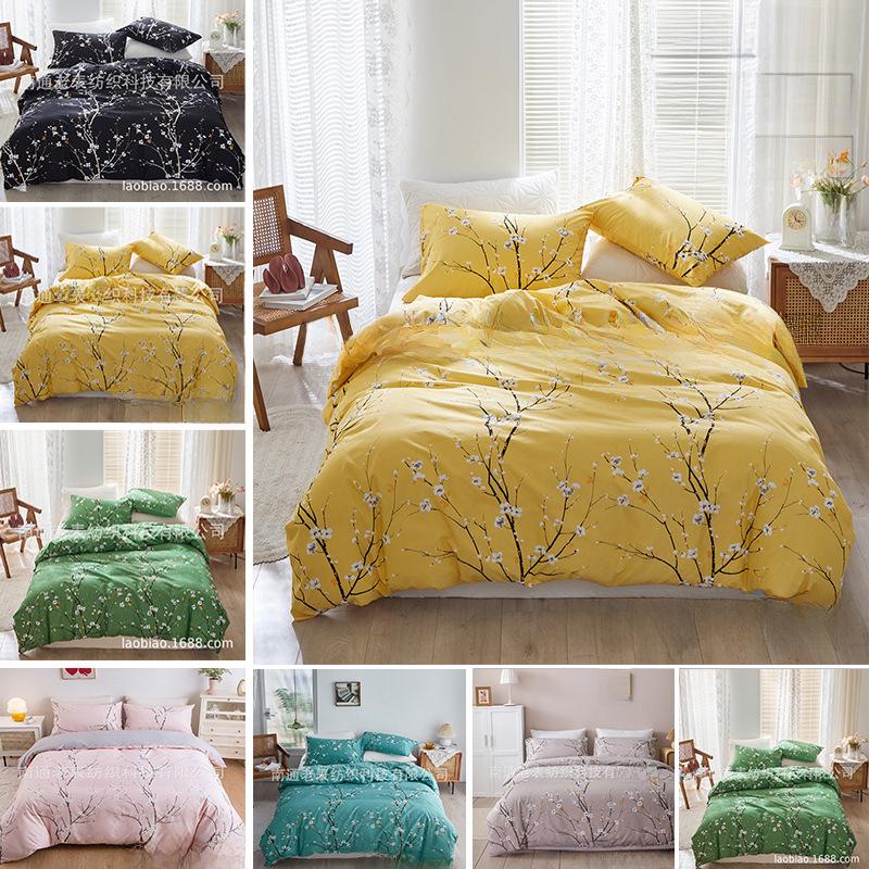 European and American Floral Print Candy Color Bedding Set - 3 Pieces